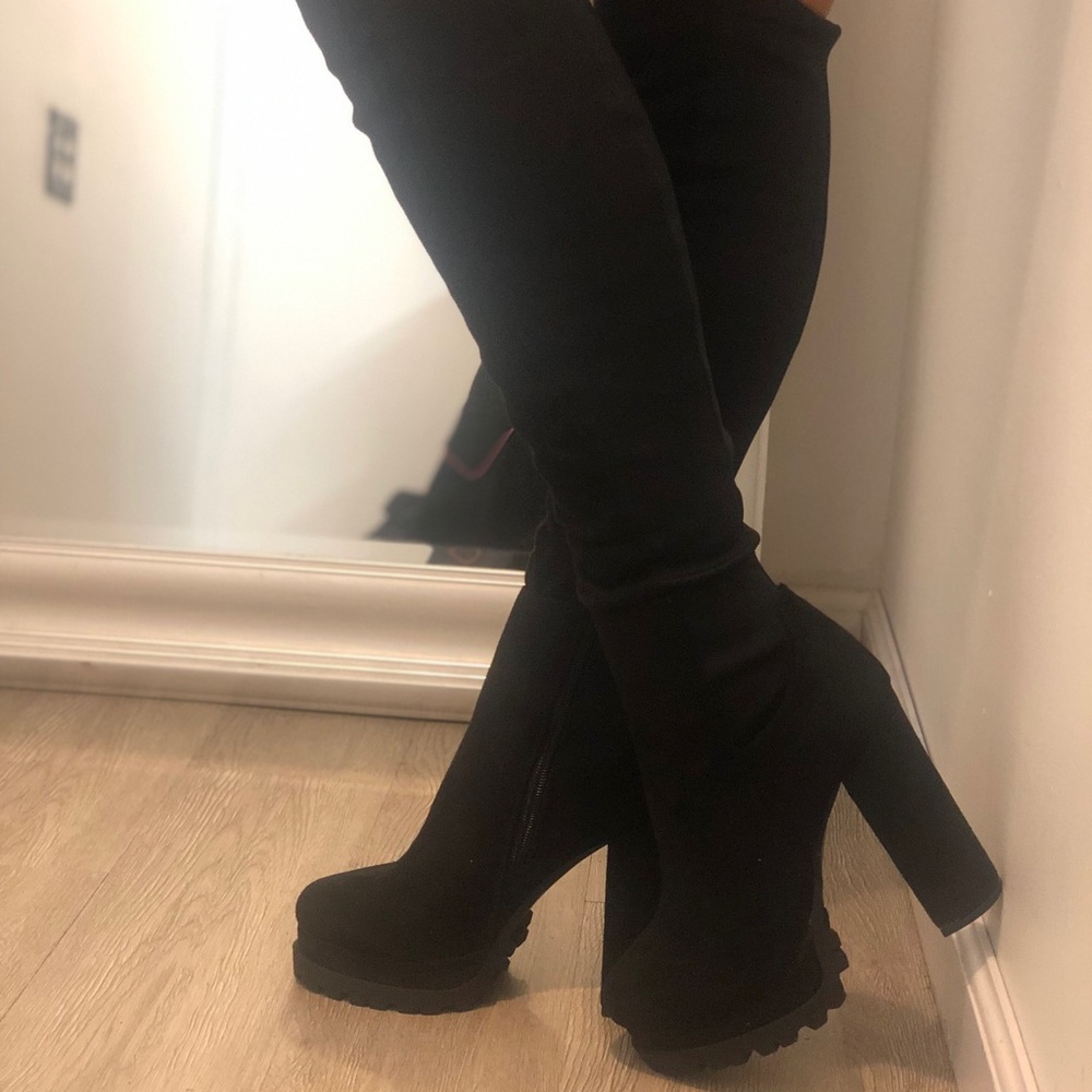 Knee high ultra suede boot